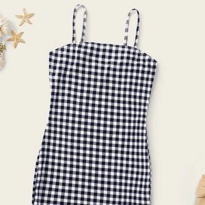 White and black plaid dress